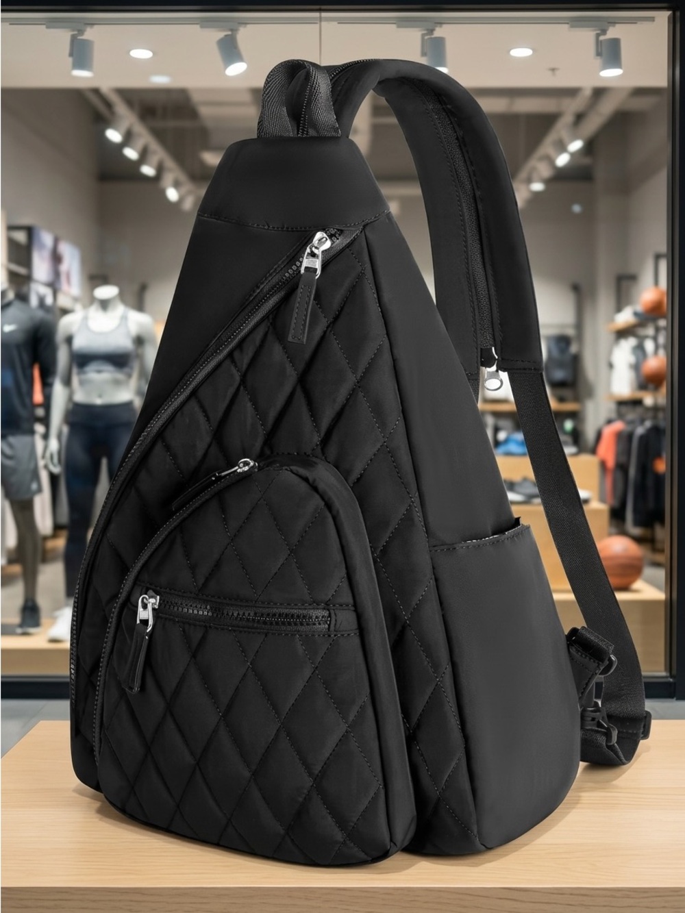 Black Quilted Sling Pickleball Bag